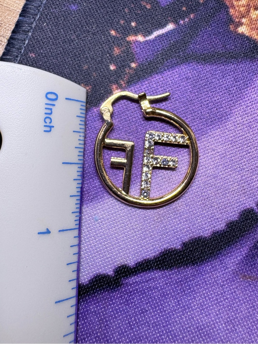 Gold-Tone Crystal Hoop Earrings - Picture 3 of 3